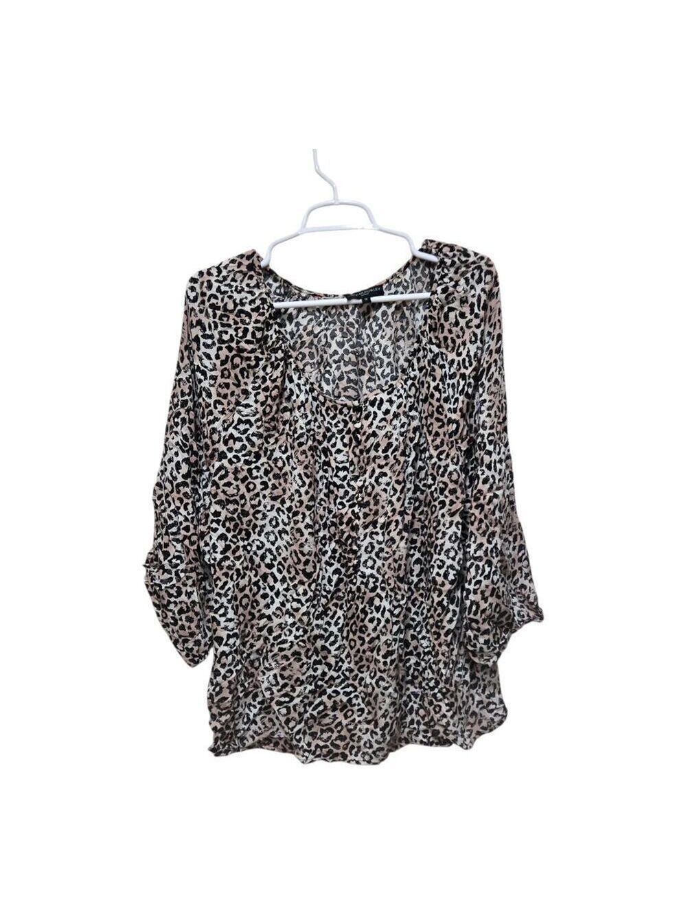 Cynthia Rowley Woman 1X Pink Leopard Blouse